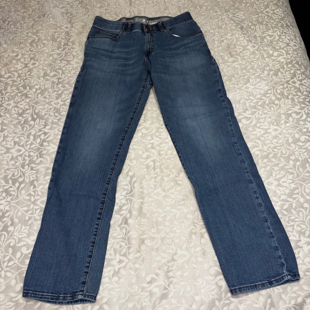 Lee Straight Leg Jeans Medium Wash Blue Denim Stretch 32x32 Womens (F39)